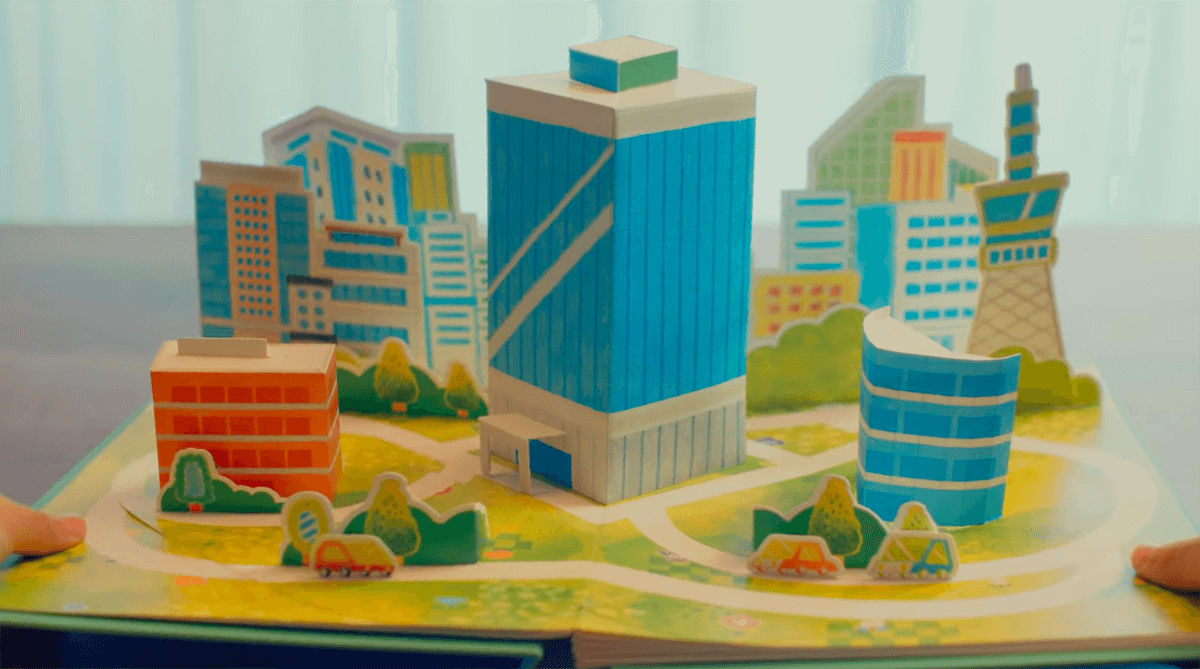 きんでん 飛び出る絵本CM イラスト