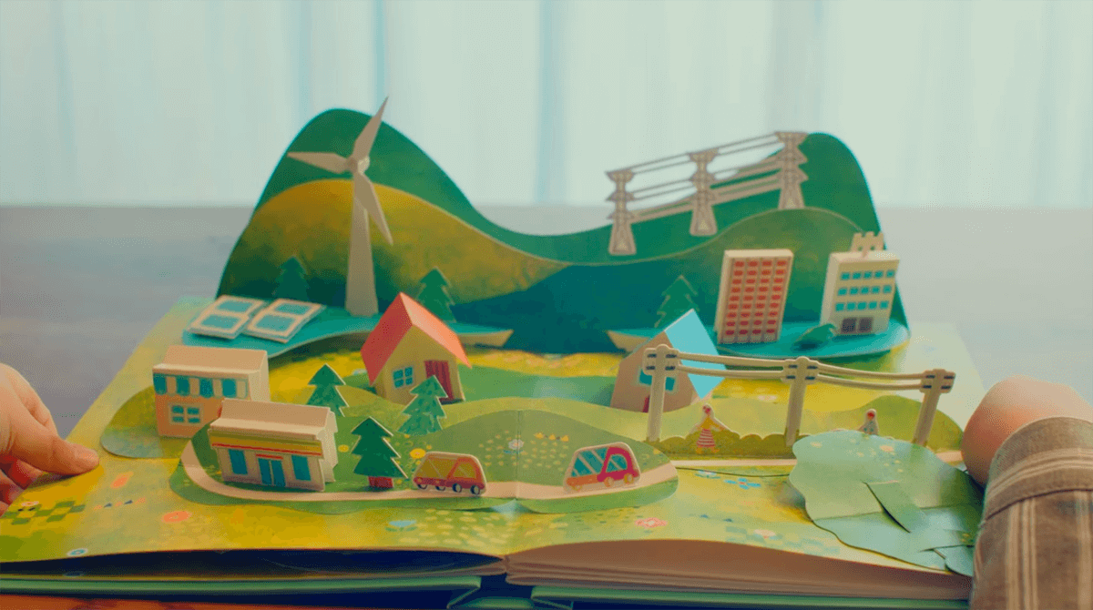 きんでん 飛び出る絵本CM イラスト