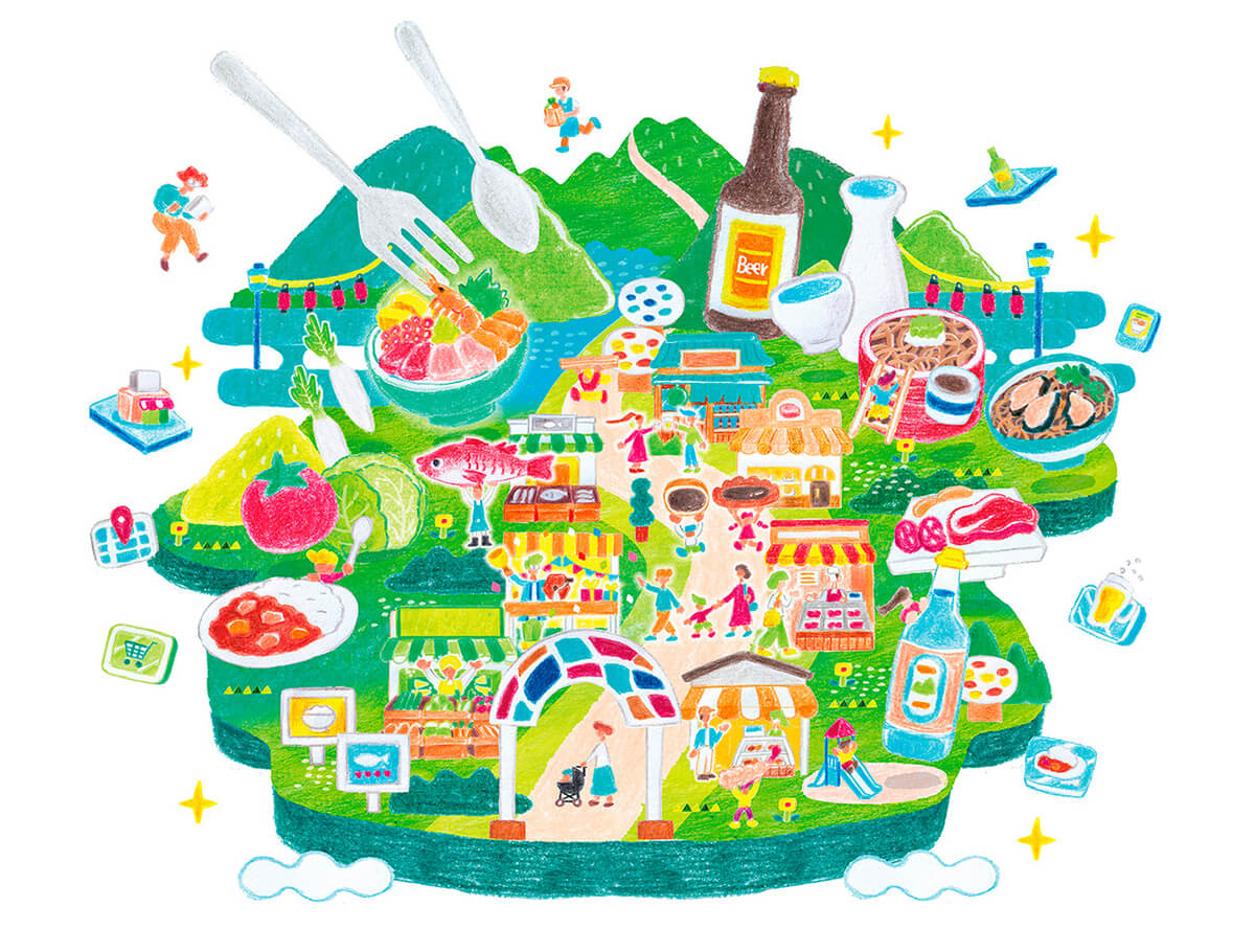 どこでも商店街『 YORIDORI 』ECサイトイラスト